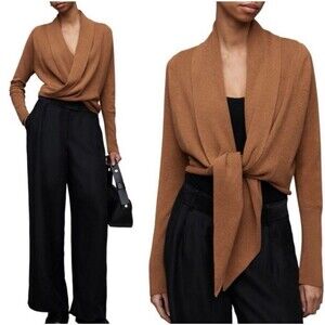Allsaints Pirate Waterfall Cashmere Cardigan In Camel Brown Sz XS New